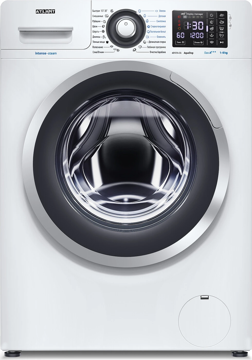 4973881483156900.jpg Узкая стиральная машина Атлант СМА 60У1214-СА-01 автоматическая, с технологией обработки паром, загрузка до 6 кг, отжим 1200 об/мин, класс A+++, 18 программ — изображение 1