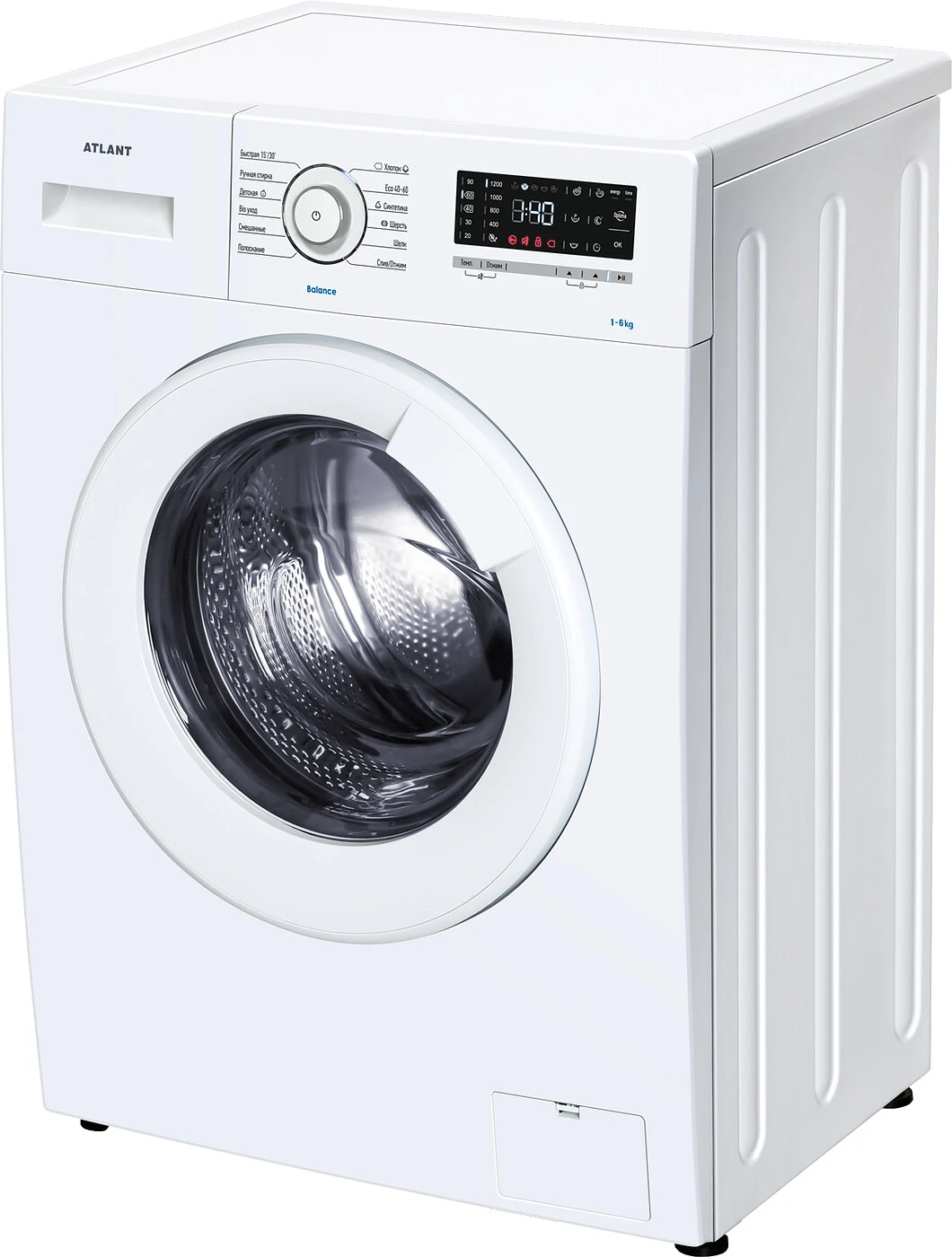 527791620228366.jpg Узкая стиральная машина Атлант СМА 60У1218-T-00 автоматическая, загрузка до 6 кг, отжим 1200 об/мин, инверторный двигатель, класс A+++, 12 программ — изображение 4